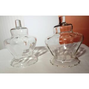 Set of two vintage tea light inserts, glass ruffled